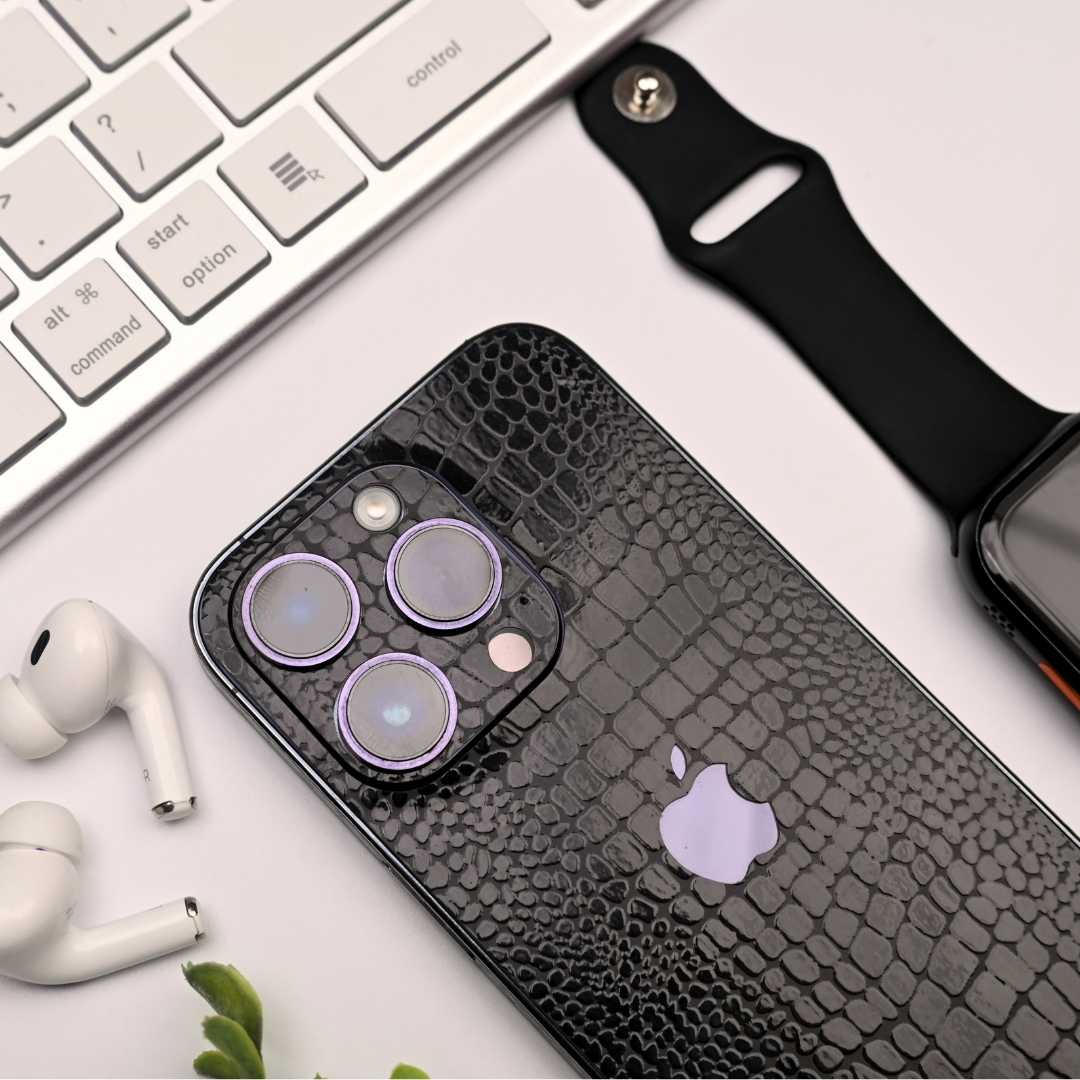 Snake Leather Black 3D Textured Phone Skin - Skinly