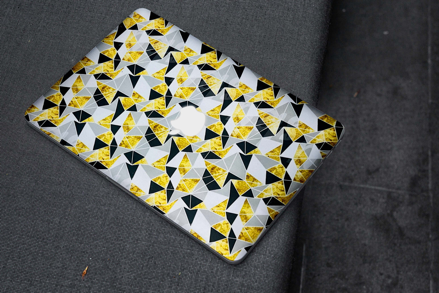 Grey Gold Tiles 3D Textured Laptop Skin