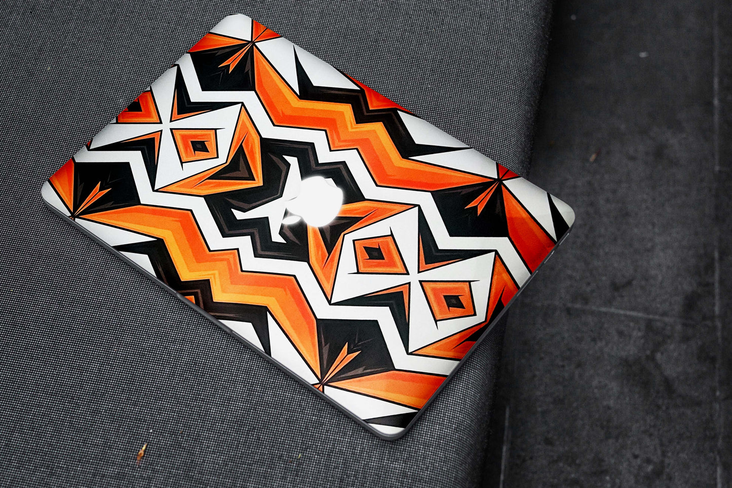 Black And Orange Abstract 3D Textured Laptop Skin