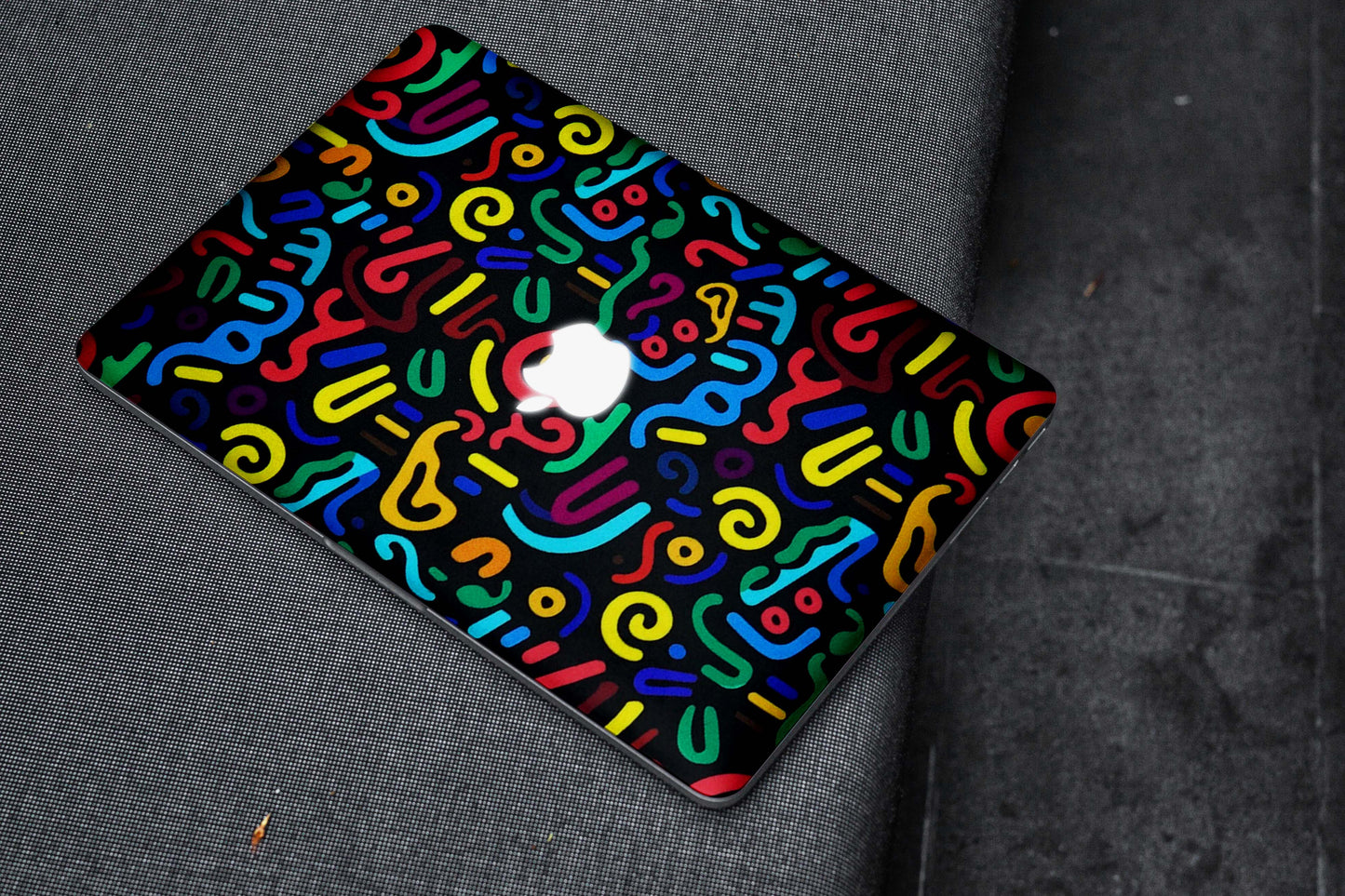 Black And Multi Tetris Design Matte Textured Laptop Skin