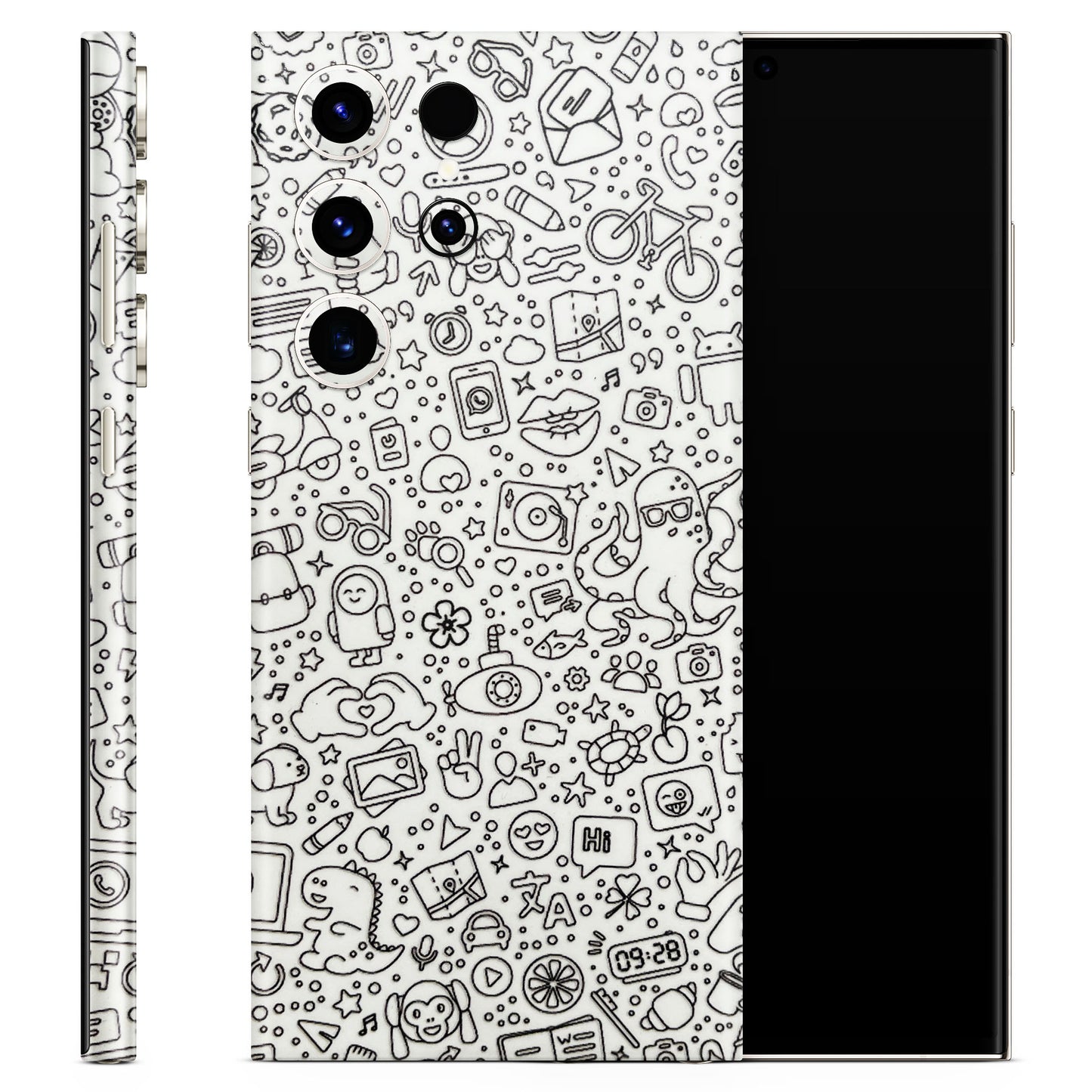 Fun White Mini Doodles 3D Textured Phone Skin - Skinly
