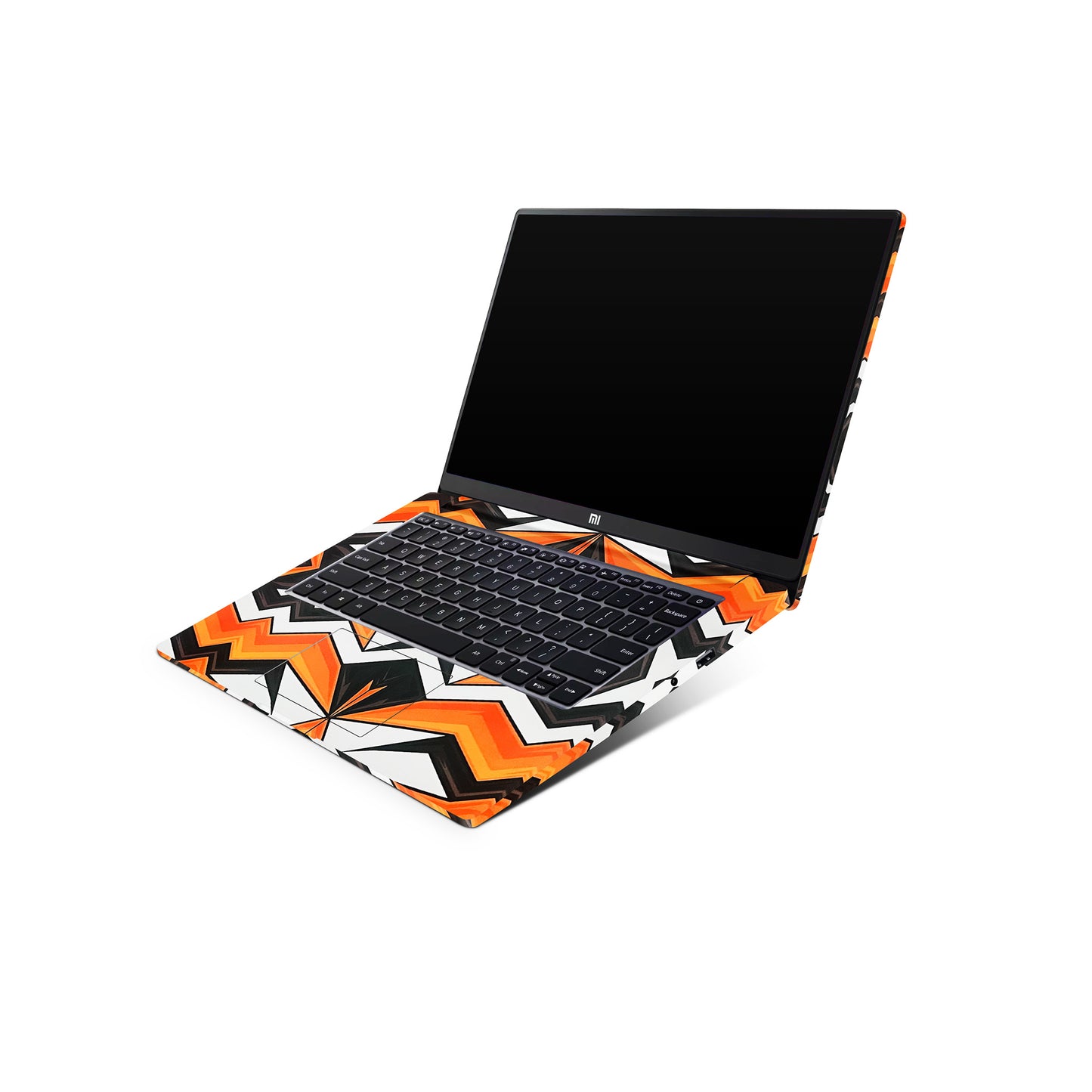 Black And Orange Abstract 3D Textured Laptop Skin