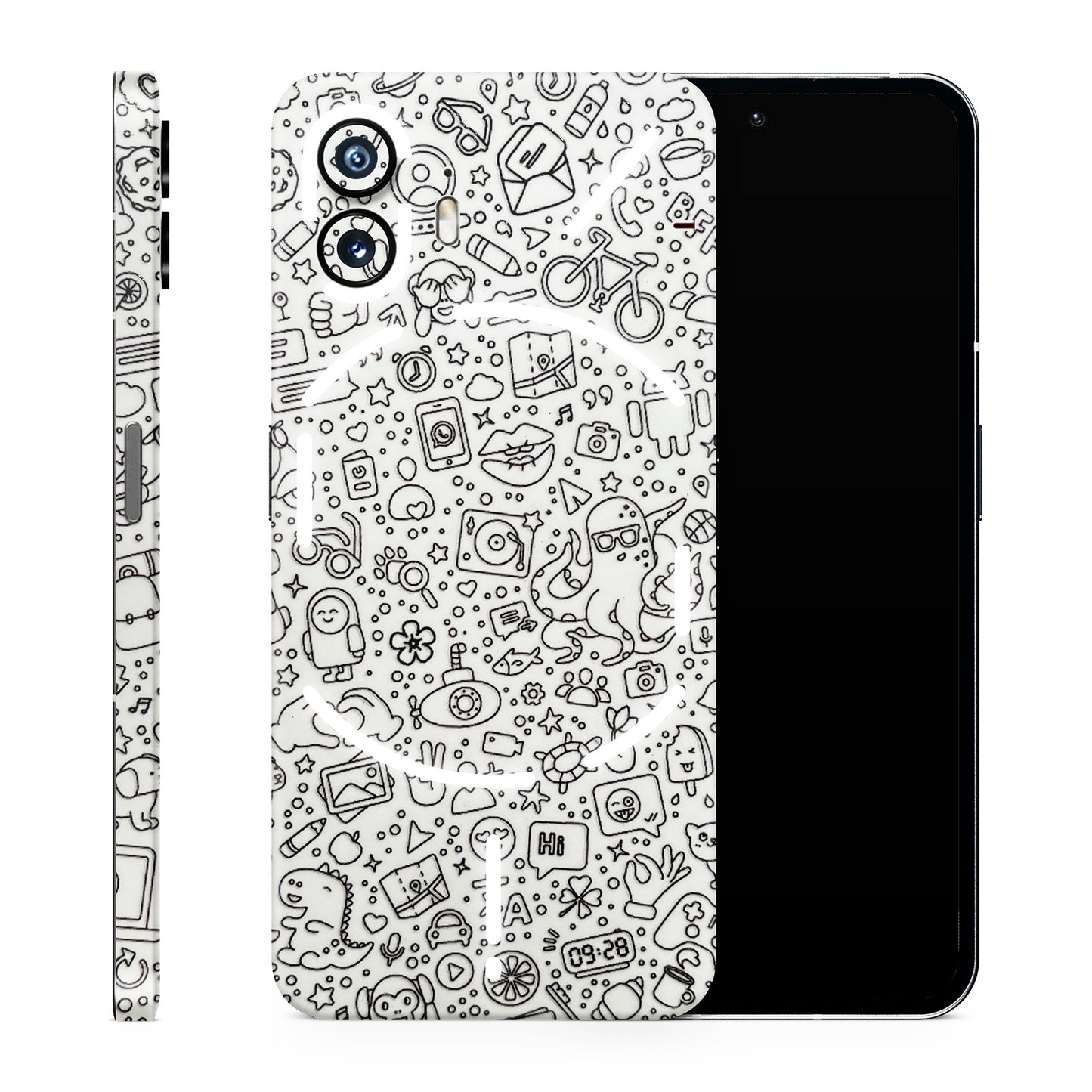 Fun White Mini Doodles 3D Textured Phone Skin - Skinly
