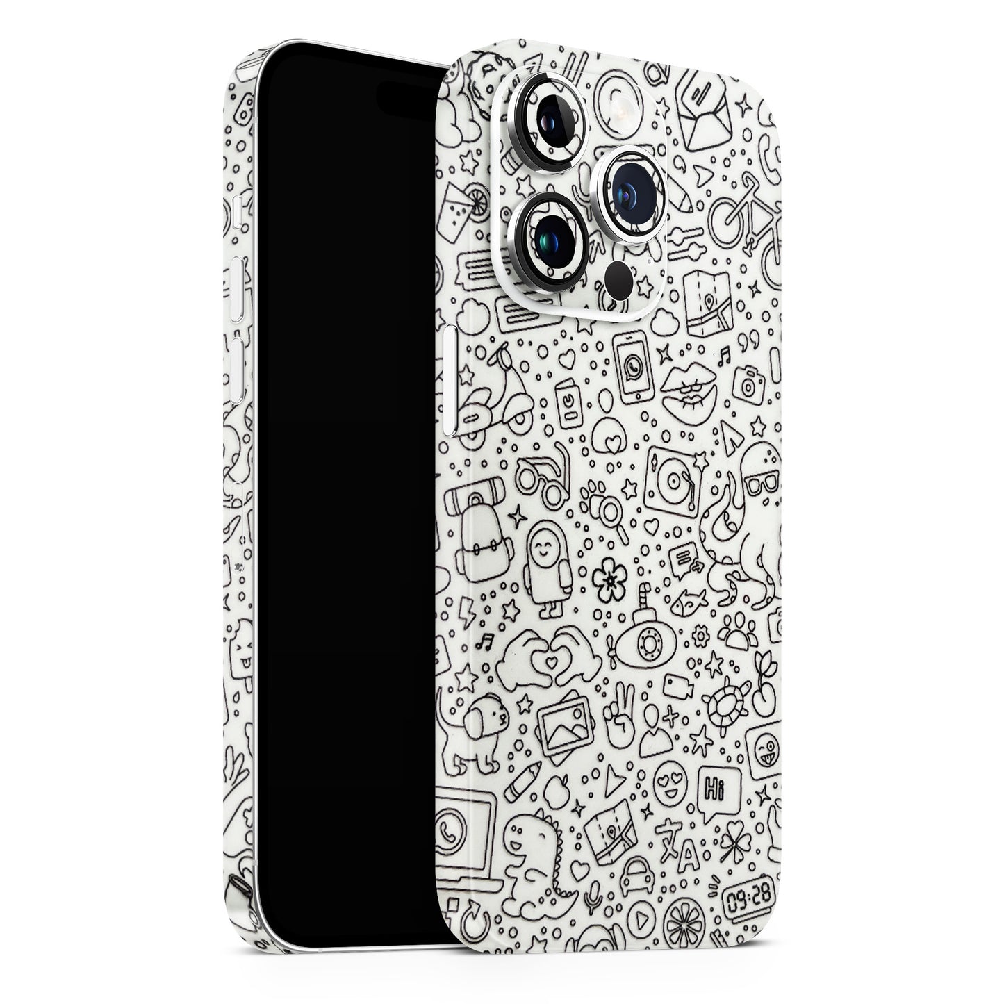 Fun White Mini Doodles 3D Textured Phone Skin - Skinly