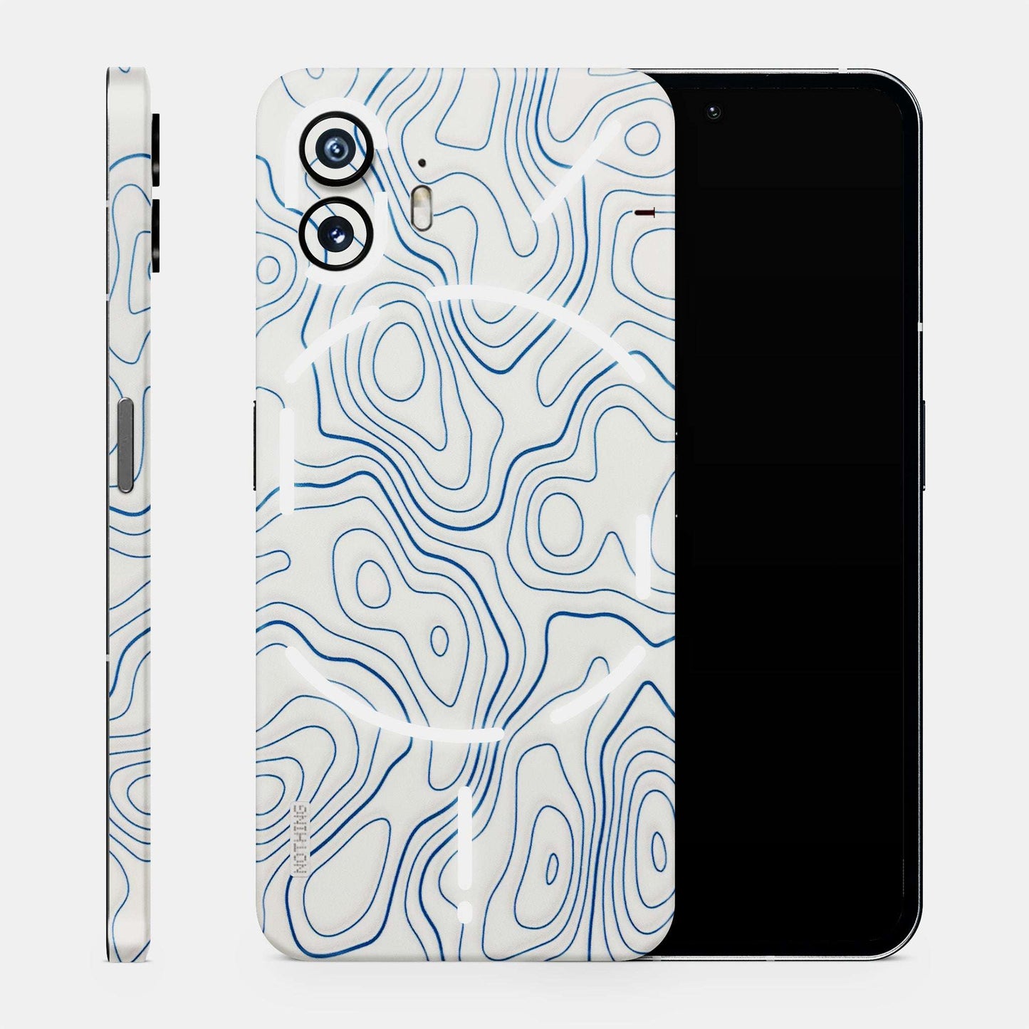 Blue And White Swirls Matte Finish Phone Skin