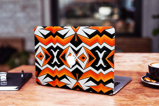 Black And Orange Abstract 3D Textured Laptop Skin