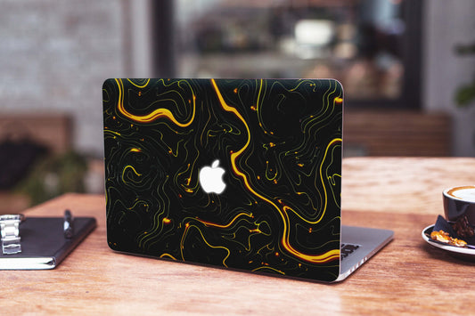 Black Golden Lines 3D Textured Laptop Skin