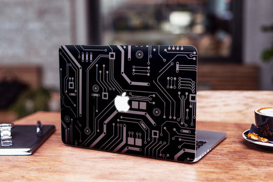 Black Tech Circuit Matte Finish Laptop Skin