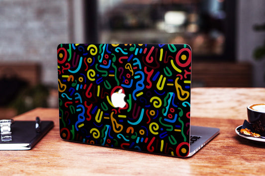 Black And Multi Tetris Design  Matte Textured Laptop Skin