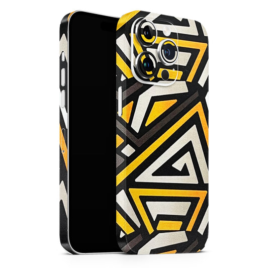 Yellow & Grey Abstract Zig Zag Matte Finish Phone Skin - Skinly