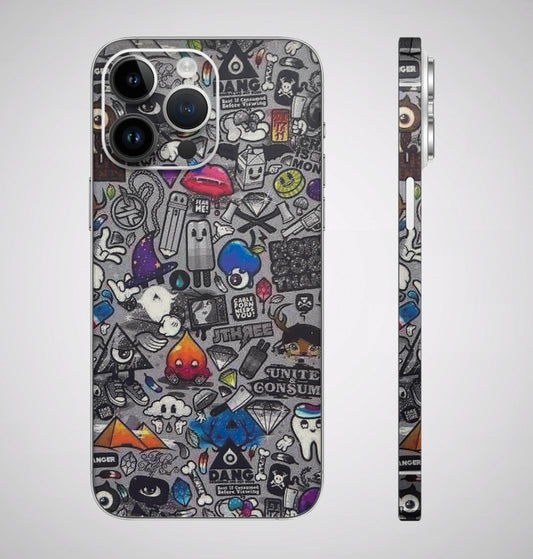 Grey Hazy Doodles 3D Embossed Phone Skin
