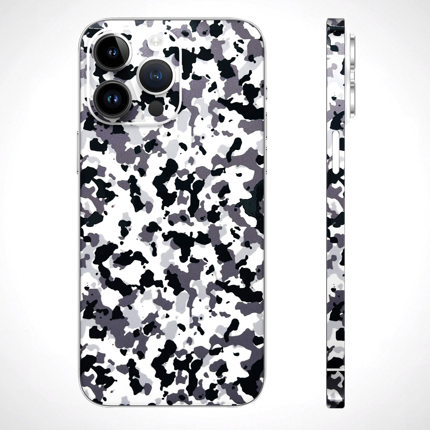 White Black Camouflage 3D Textured Phone Skin