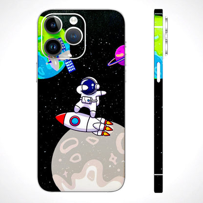Astronaut Vibing Toon Running Matte Finish Phone Skin