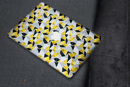 Grey Gold Tiles 3D Textured Laptop Skin
