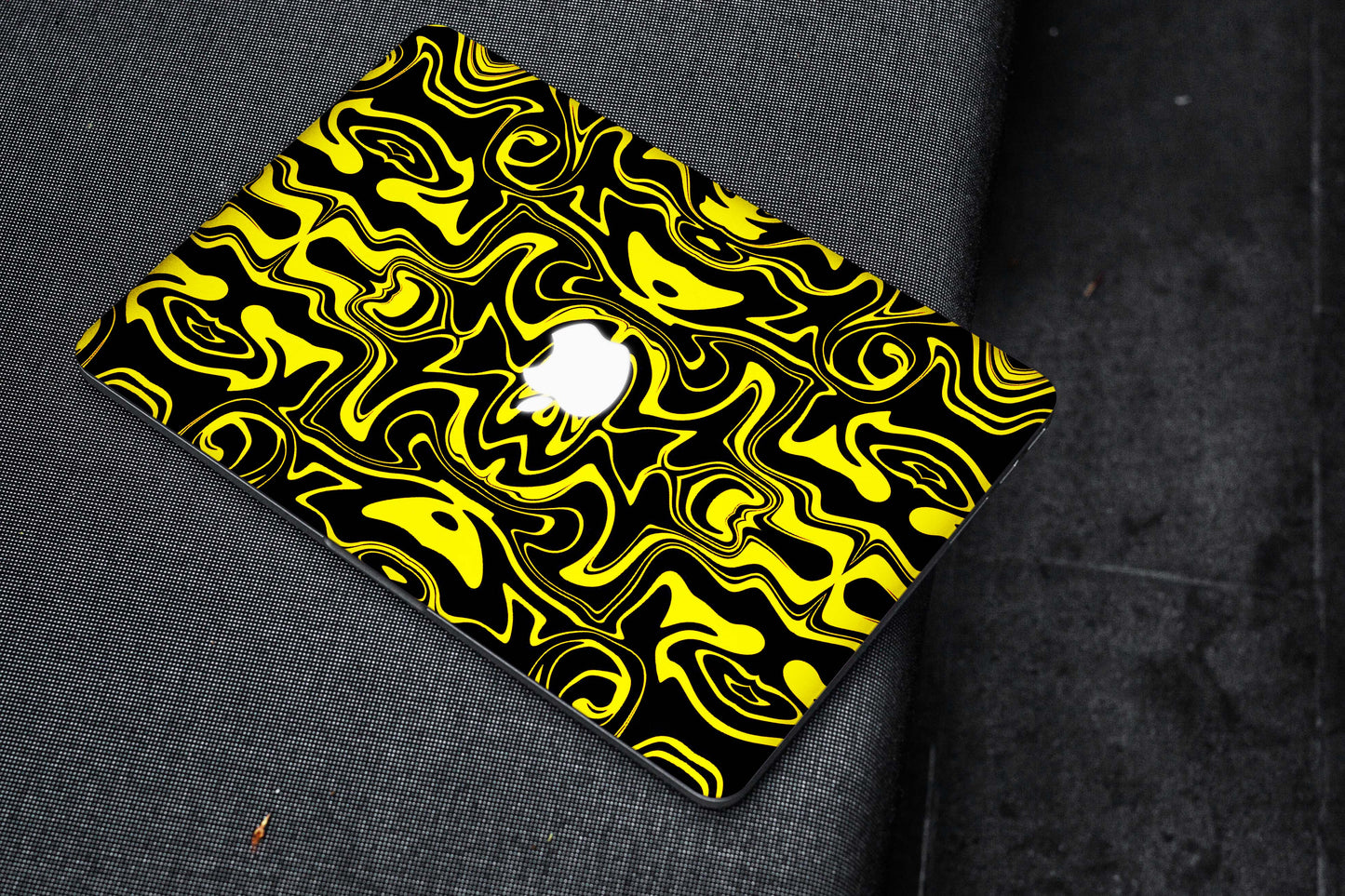 Yellow And Black Abstract Liquid Matte Finish Latest Laptop Skin