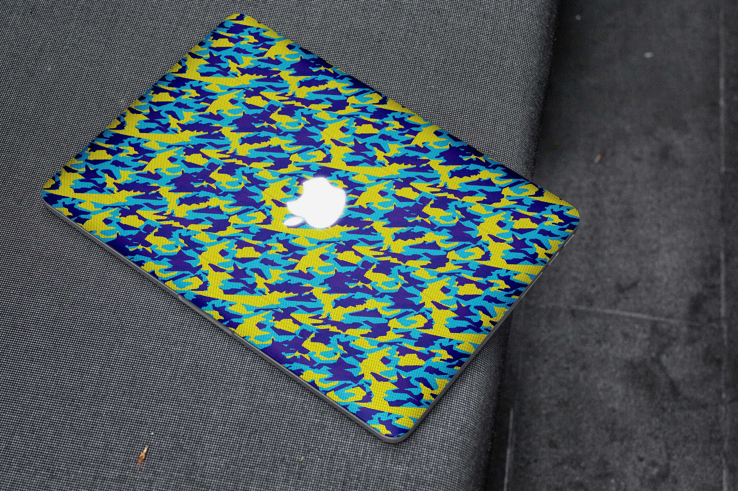 Yellow And Blue Camouflage Matte Finish Latest Laptop Skin
