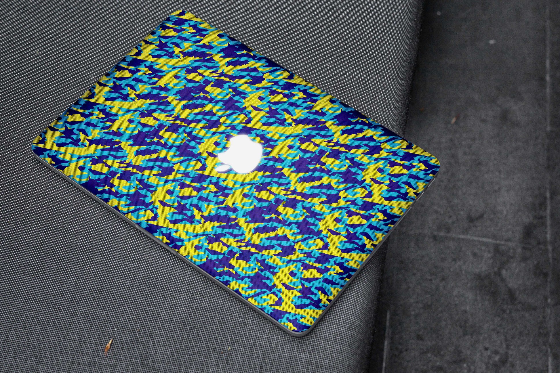 Yellow And Blue Camouflage Matte Finish Latest Laptop Skin