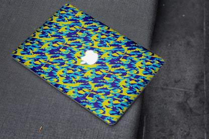 Yellow And Blue Camouflage Matte Finish Latest Laptop Skin