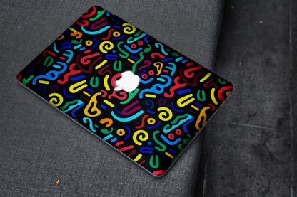 Black And Multi Tetris Design  Matte Textured Laptop Skin