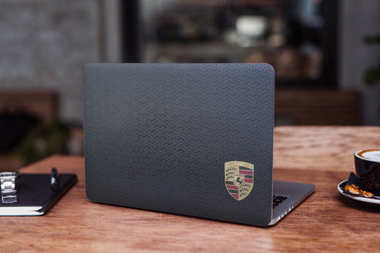 Black Matte Porche 3D Textured Laptop Skin