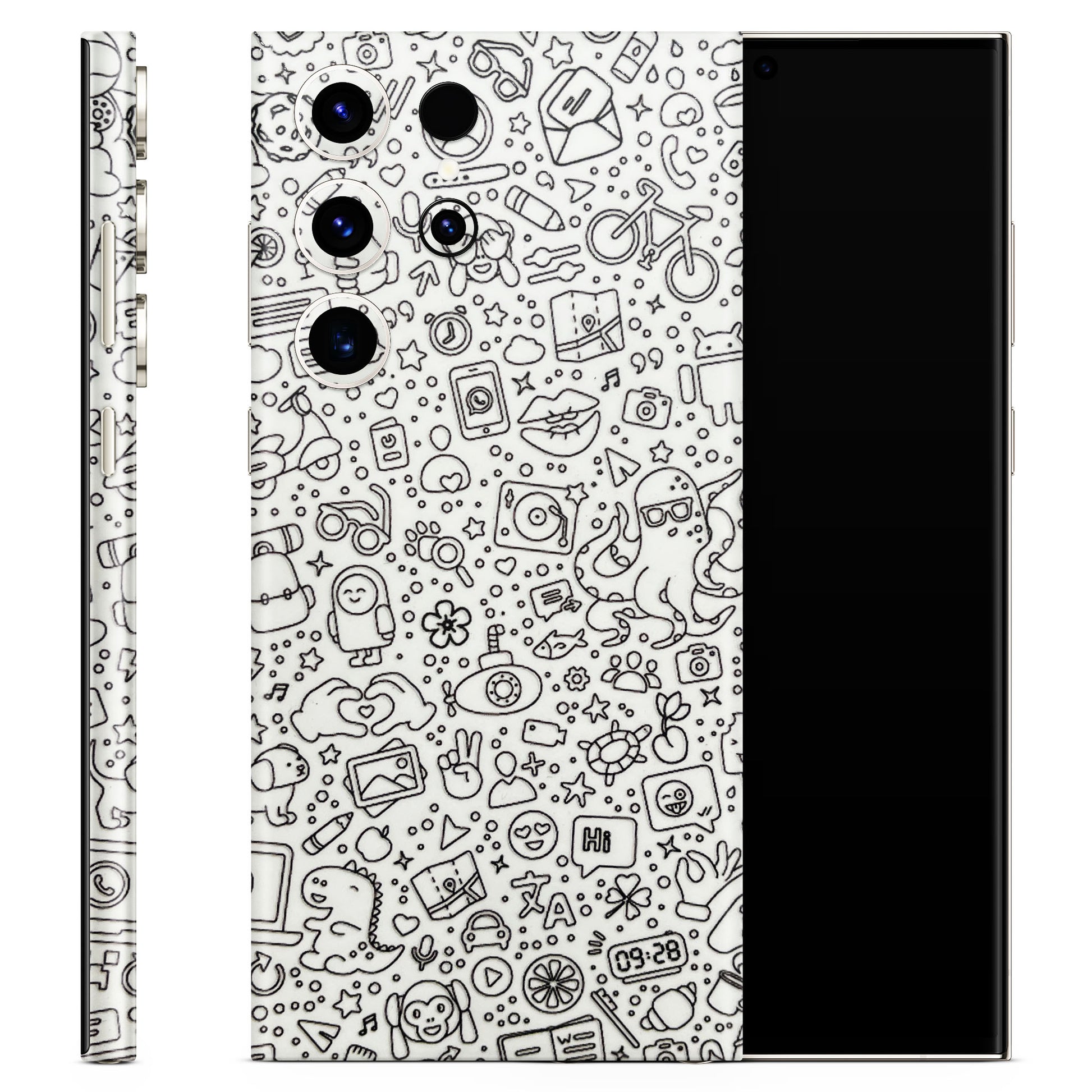 Fun White Mini Doodles 3D Textured Phone Skin - Skinly