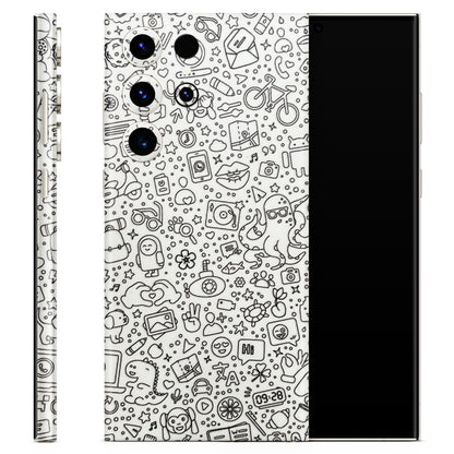 Fun White Mini Doodles 3D Textured Phone Skin - Skinly