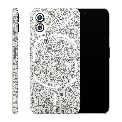 Fun White Mini Doodles 3D Textured Phone Skin - Skinly