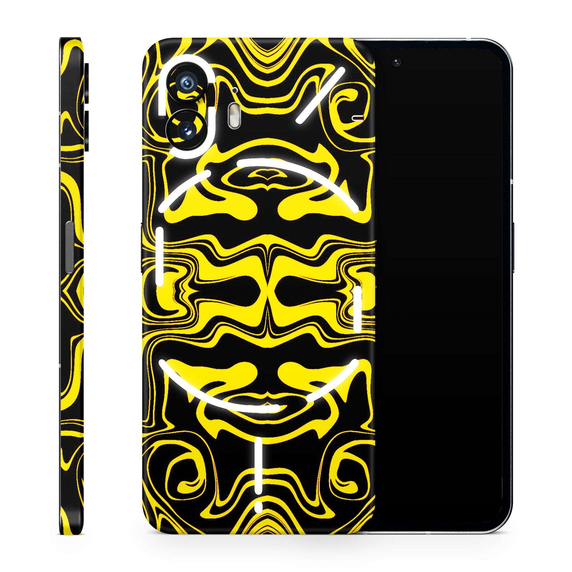 Yellow And Black Astract Liquid Matte Finish Latest Phone Skin