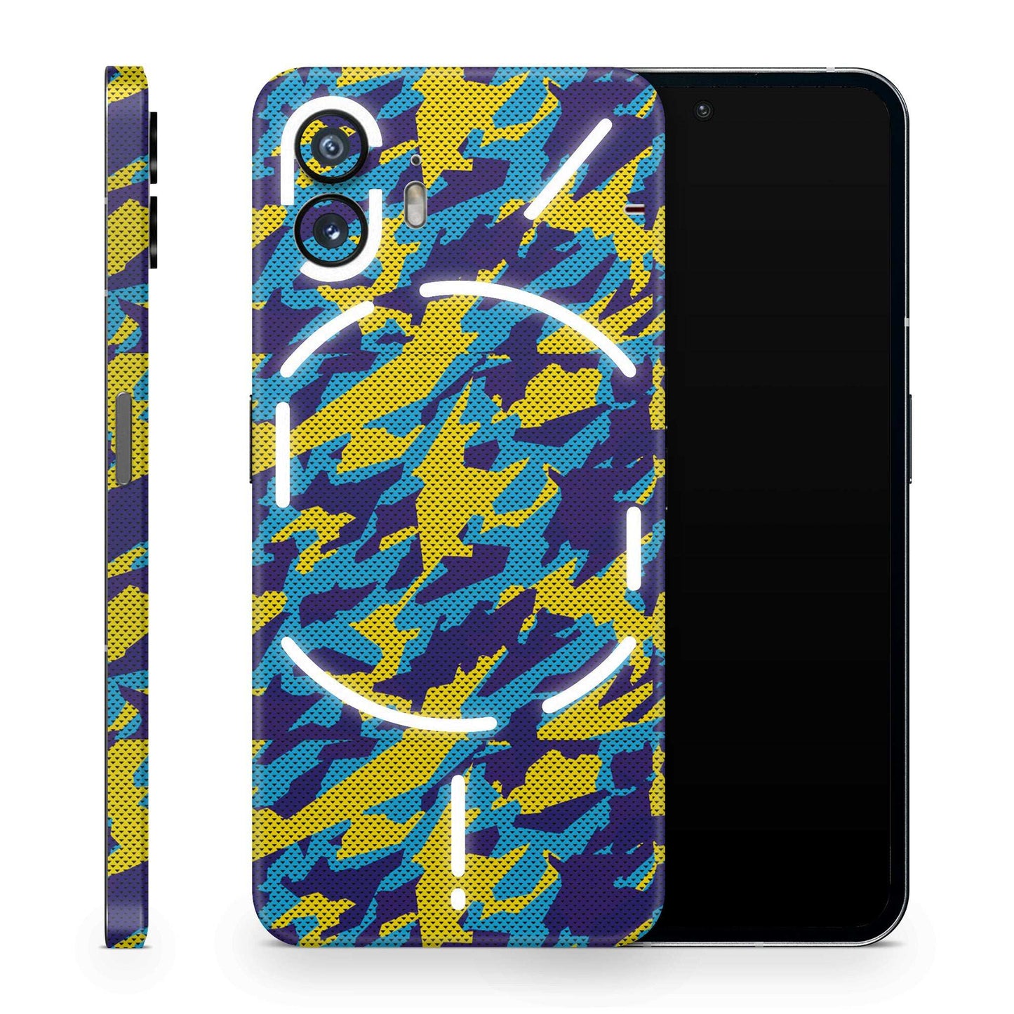 Yellow And Blue Camouflage Matte Finish Latest Phone Skin