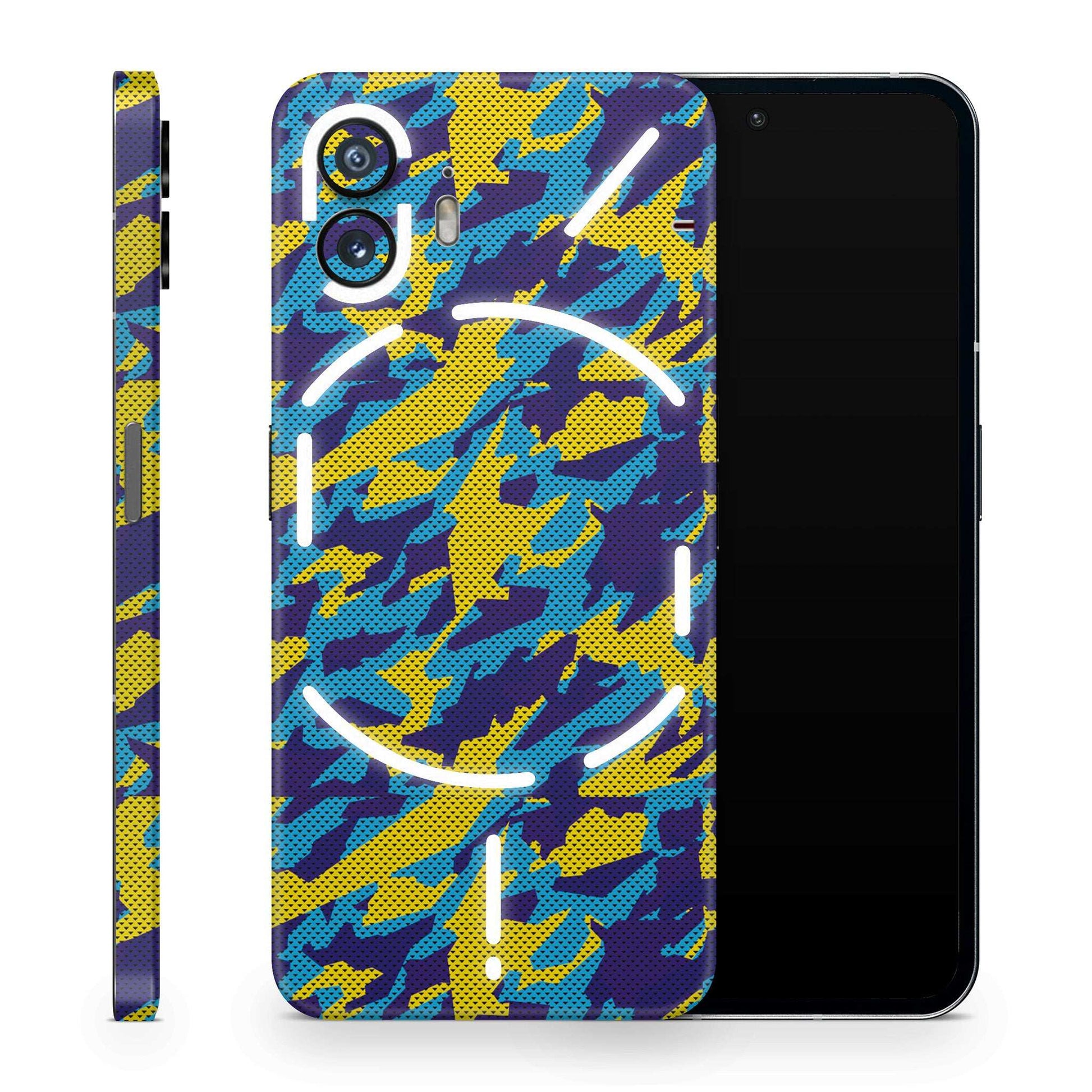 Yellow And Blue Camouflage Matte Finish Latest Phone Skin