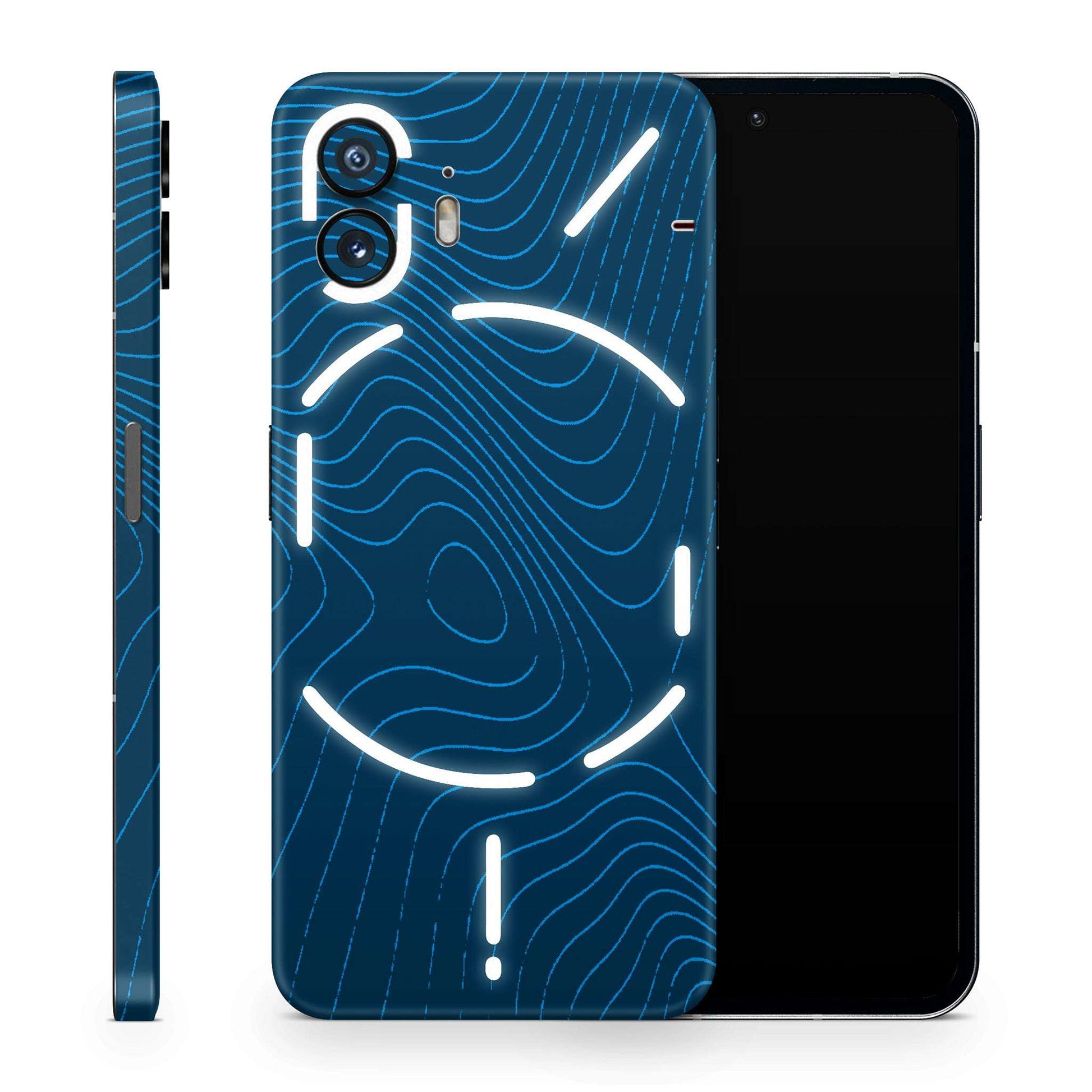 Abstract Blue Line Map 3D Textured Latest Phone Skin