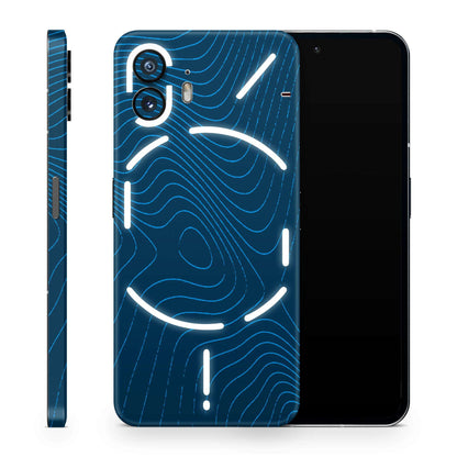 Abstract Blue Line Map 3D Textured Latest Phone Skin
