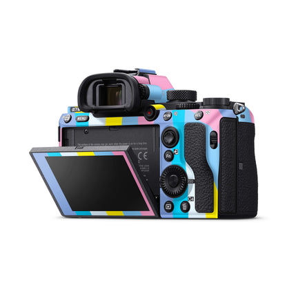 Yellow And Pink Rainbow Pattern Matte Finish Camera Skin