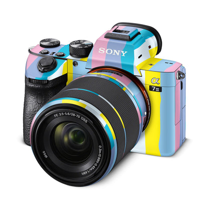 Yellow And Pink Rainbow Pattern Matte Finish Camera Skin