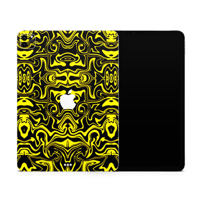 Yellow And Black Abstract Liquid Matte Finish Skin For iPad/Tablet