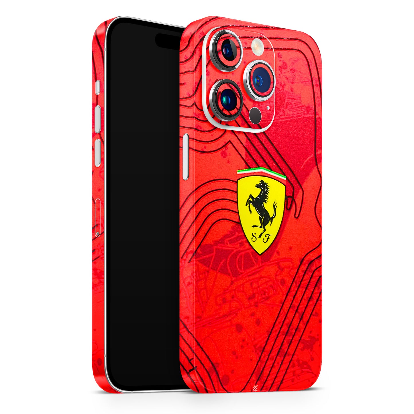 Red Ferrari Logo Stylish 3D Finish Phone Skin