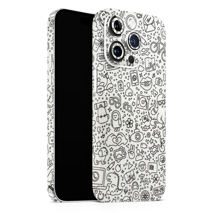 Fun White Mini Doodles 3D Textured Phone Skin - Skinly