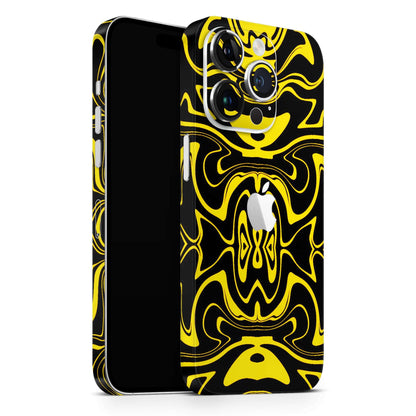 Yellow And Black Astract Liquid Matte Finish Latest Phone Skin