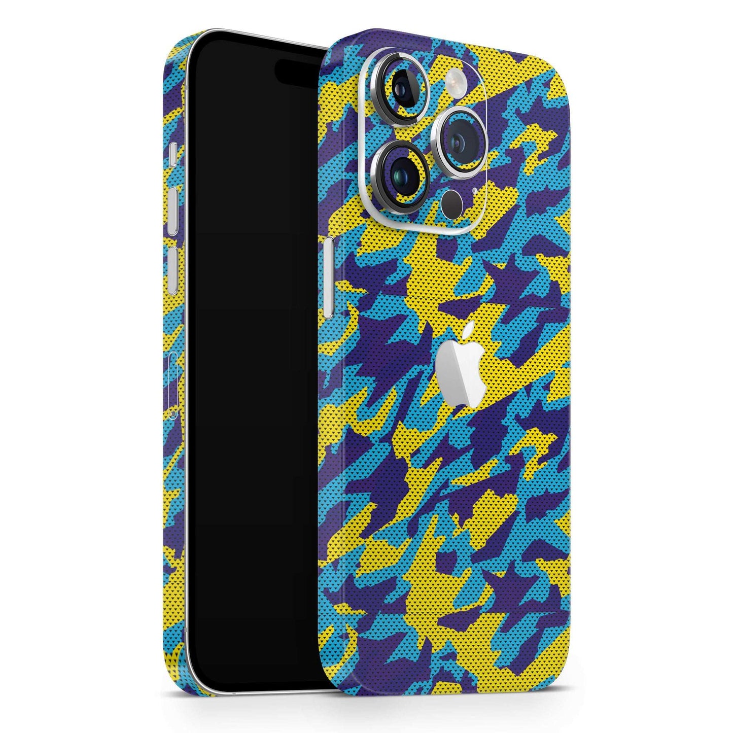 Yellow And Blue Camouflage Matte Finish Latest Phone Skin