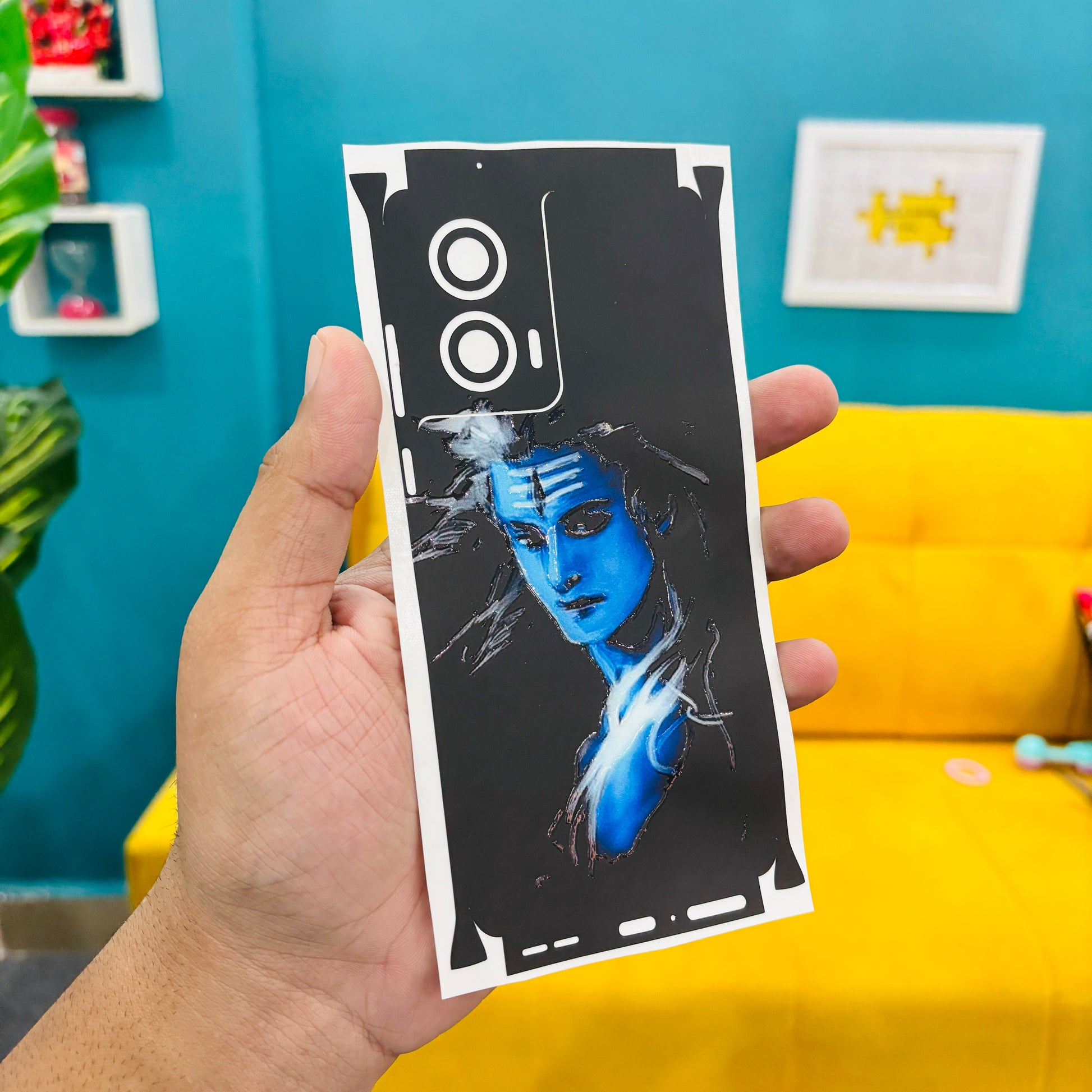 Har Har Mahadev Blue/Black 3D Textured Phone Skin - Skinly