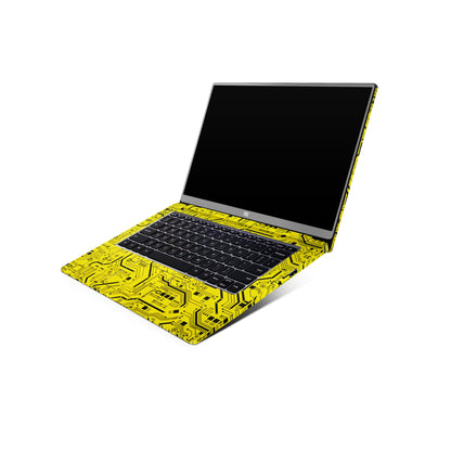 Yellow Tech Circuit Matte Finish Laptop Skin