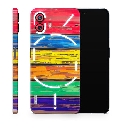 Multi Colour Wooden Wall Matte Finish Phone Skin
