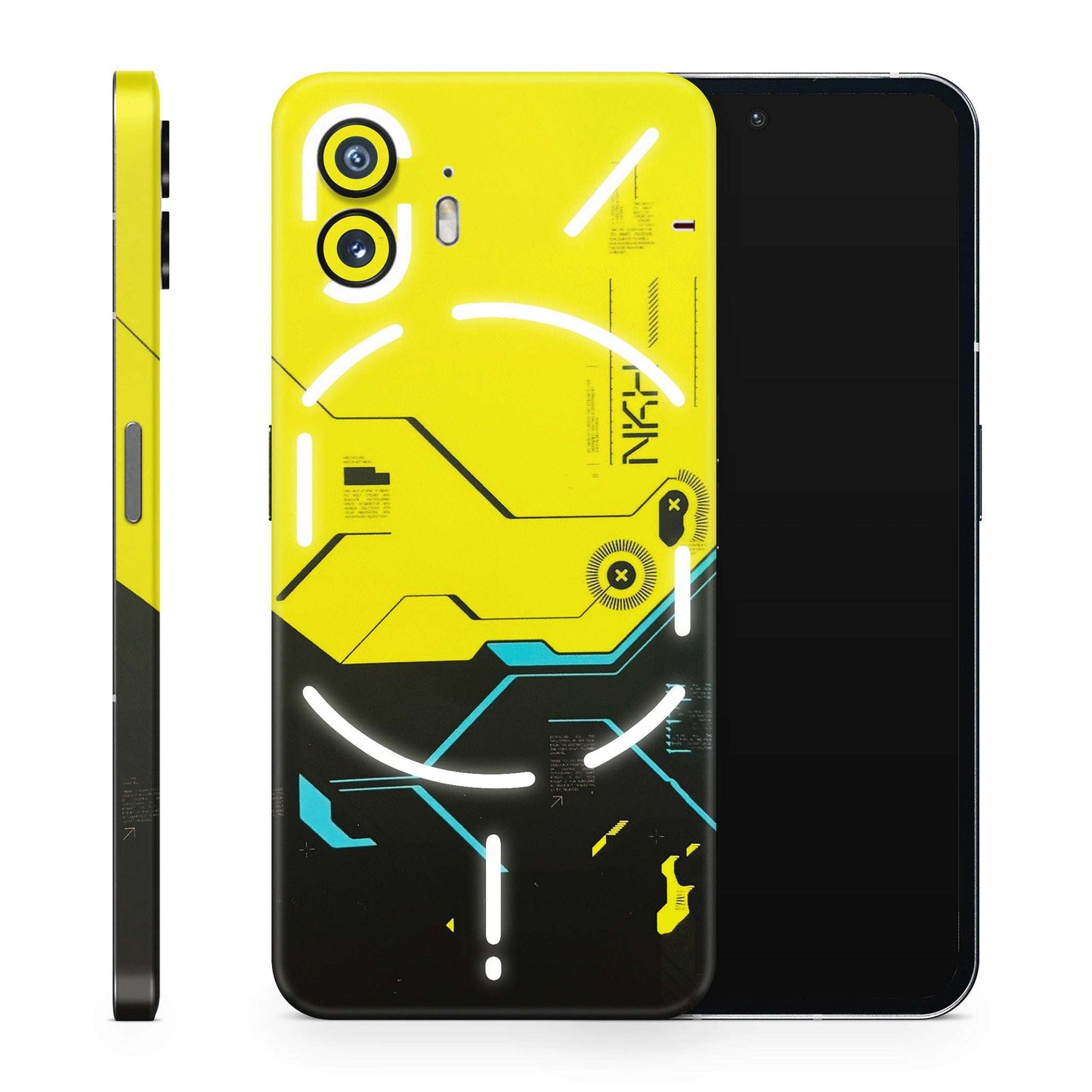 Black Yellow Technica Matte Finish Phone Skin