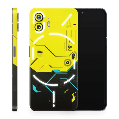 Black Yellow Technica Matte Finish Phone Skin