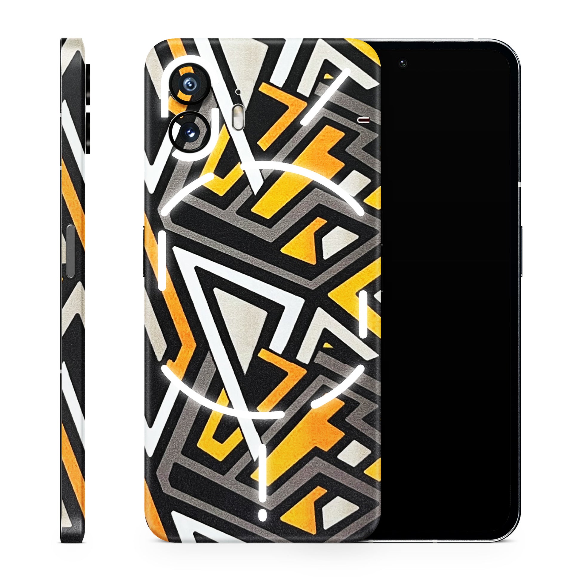 Yellow & Grey Abstract Zig Zag Matte Finish Phone Skin - Skinly
