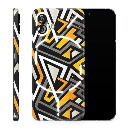 Yellow & Grey Abstract Zig Zag Matte Finish Phone Skin - Skinly