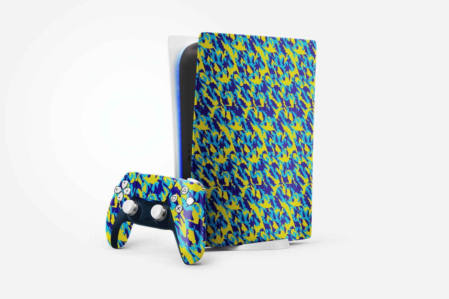 Yellow And Blue Camouflage Play Station 5 Matte Finish Skin