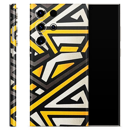 Yellow & Grey Abstract Zig Zag Matte Finish Phone Skin - Skinly