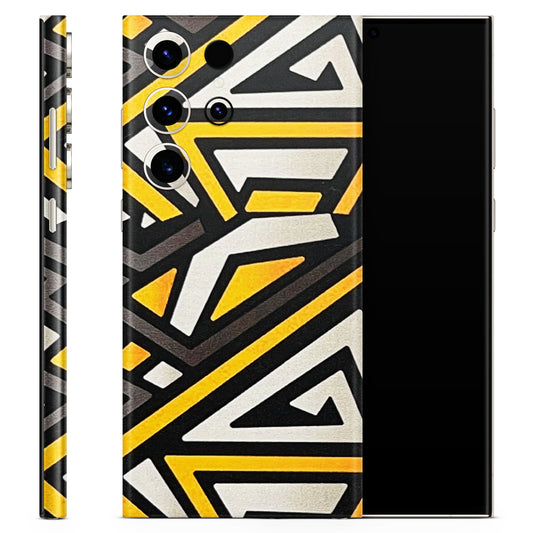 Yellow & Grey Abstract Zig Zag Matte Finish Phone Skin - Skinly
