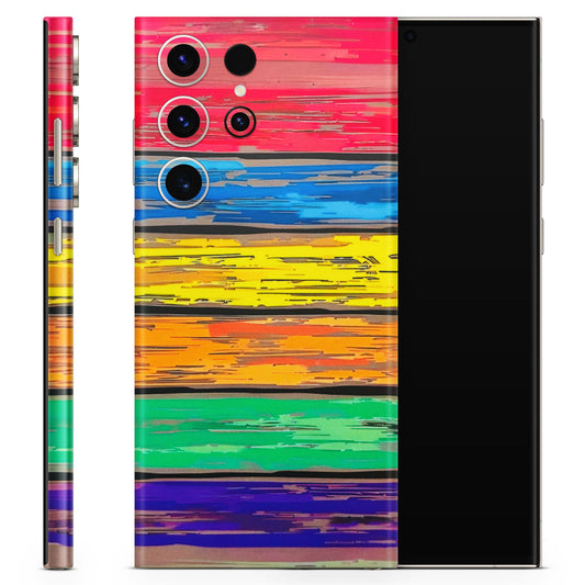 Multi Colour Wooden Wall Matte Finish Phone Skin